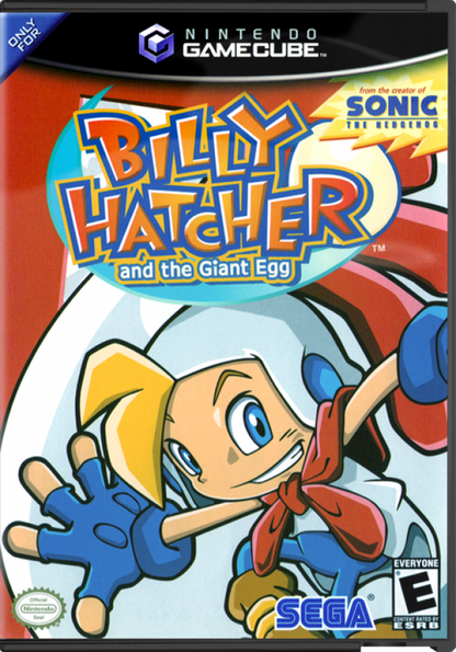 Billy Hatcher and the Giant Egg cover art for GameCube (GC) platformer action-adventure video game
