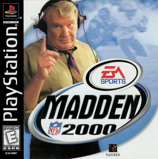 Madden NFL 2000 PlayStation 1 PS1 video game, American football sports simulation, classic Madden gameplay, franchise and multiplayer modes front cover