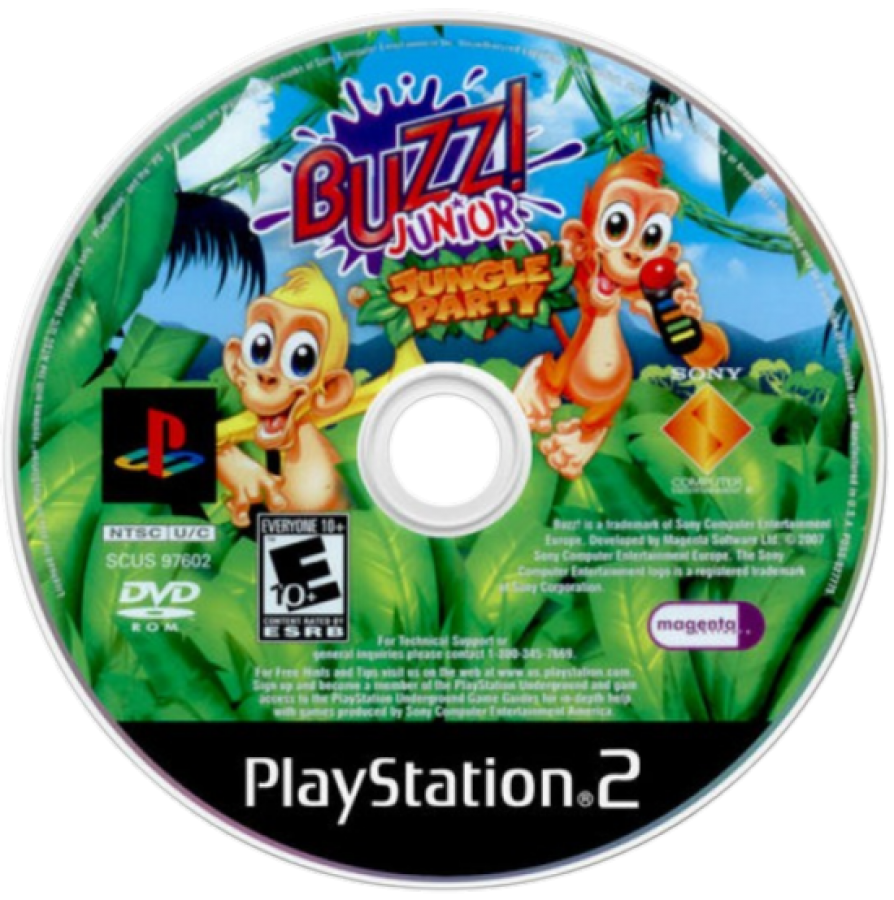Buzz! Junior: Jungle Party for PlayStation 2 with family-friendly party mini-games theme disc