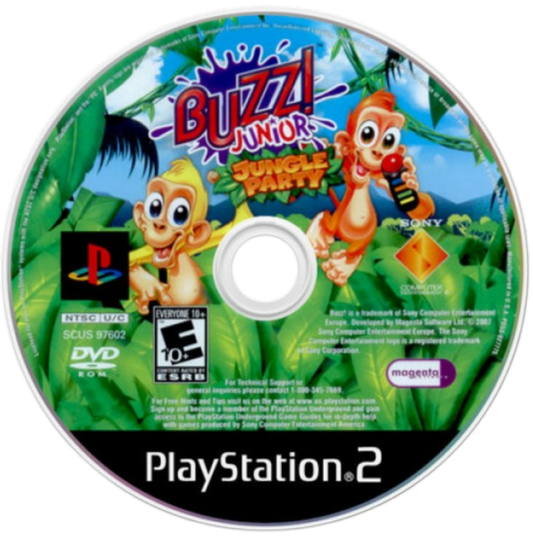 Buzz! Junior: Jungle Party for PlayStation 2 with family-friendly party mini-games theme disc