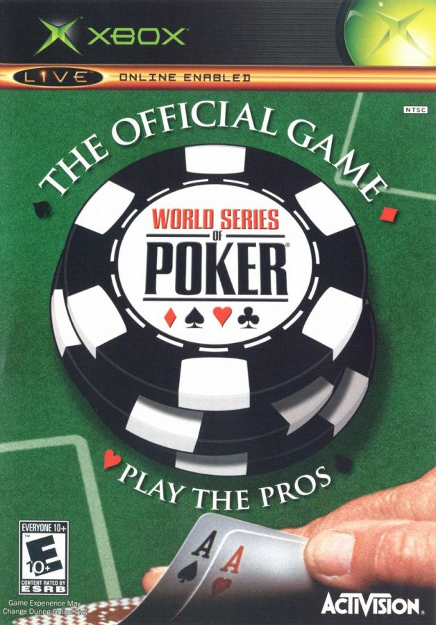 World Series of Poker for Xbox featuring realistic Texas Hold’em poker gameplay official WSOP branding authentic tournament structures professional player likenesses casino environments and multiplayer modes for competitive card gaming enthusiasts cover art 