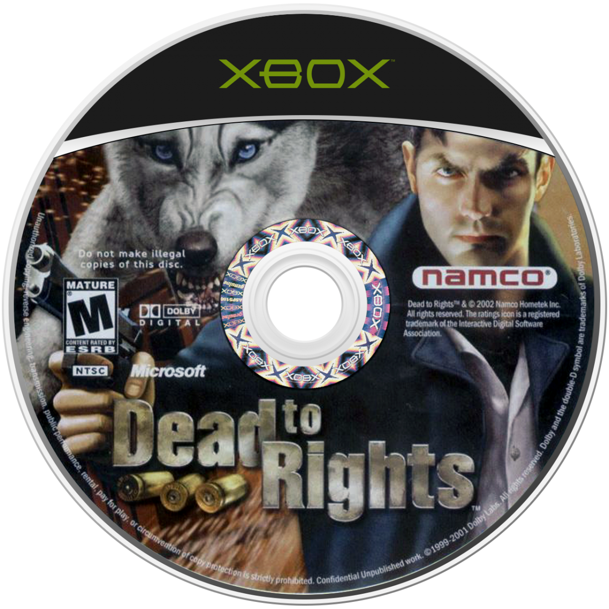 Dead to Rights for Xbox (XBOX) at Gamers INC, featuring cinematic third-person action with slow-motion gunplay and brutal melee combat as you play as Jack Slate and his K-9 partner Shadow in a gritty urban revenge story disc