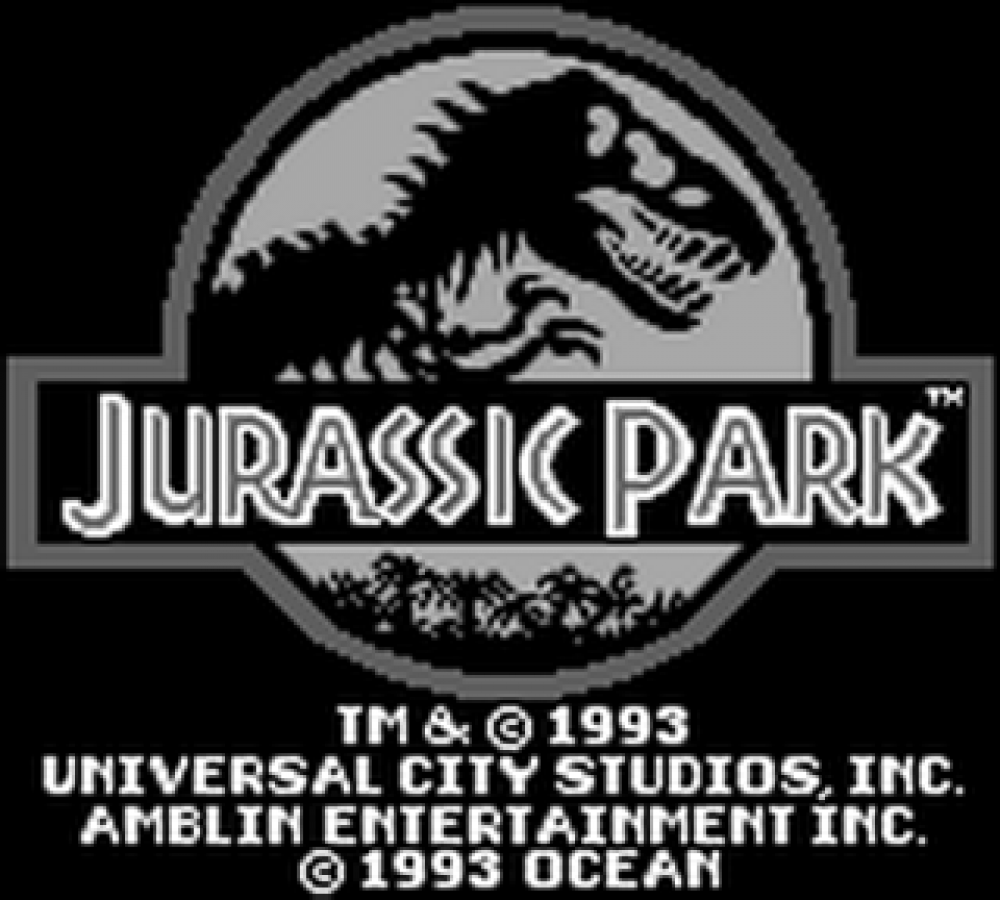 Jurassic Park 2: The Chaos Continues title screen for Game Boy (GB) video game