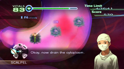 Trauma Center: New Blood gameplay art for Nintendo Wii (Wii) featuring motion‑controlled surgical gameplay, cooperative operations, and a dramatic story of medical challenges.