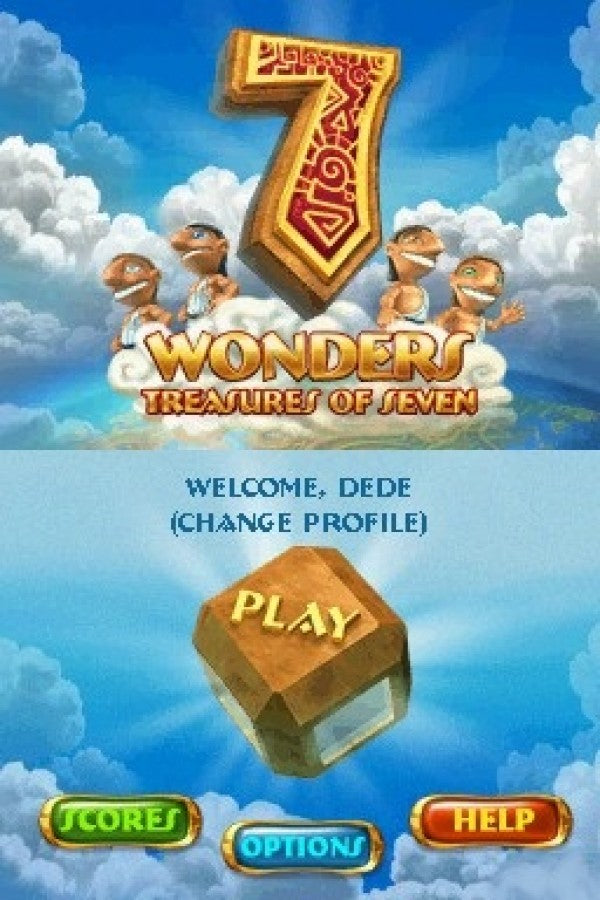 7 Wonders: Treasure of the Seven title screen for the Nintendo DS (DS) video game