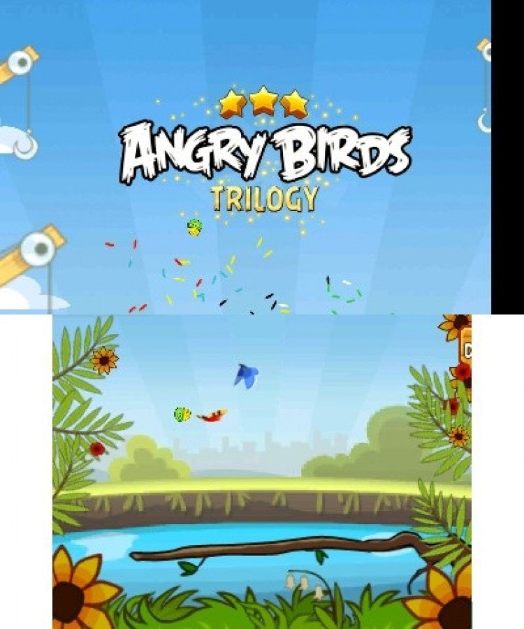 Angry Birds: Trilogy start screen for Nintendo 3DS (3DS) puzzle action video game