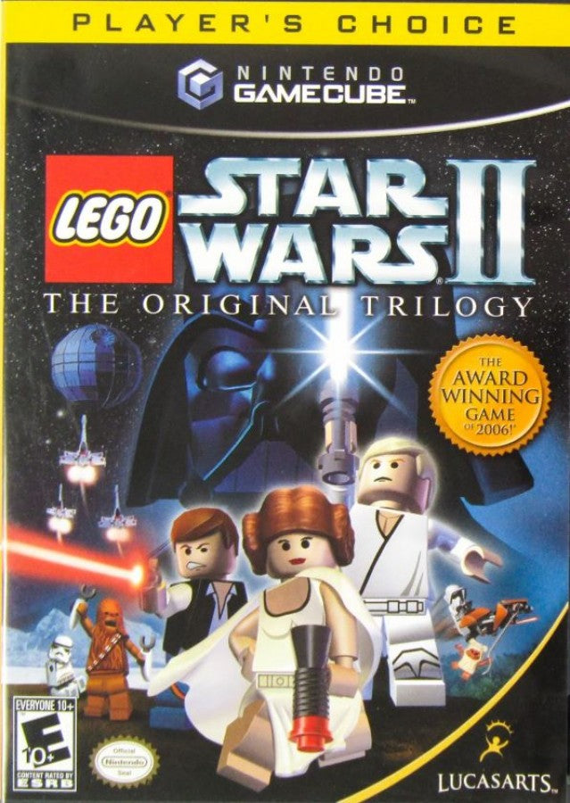 Lego Star Wars II: The Original Trilogy Player’s Choice for GameCube featuring classic Star Wars characters in family-friendly action gameplay front cover