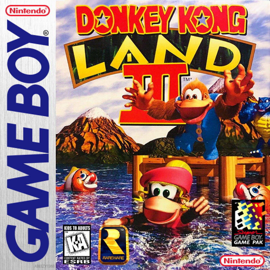 Donkey Kong Land 3 cover art for Game Boy (GB) video game