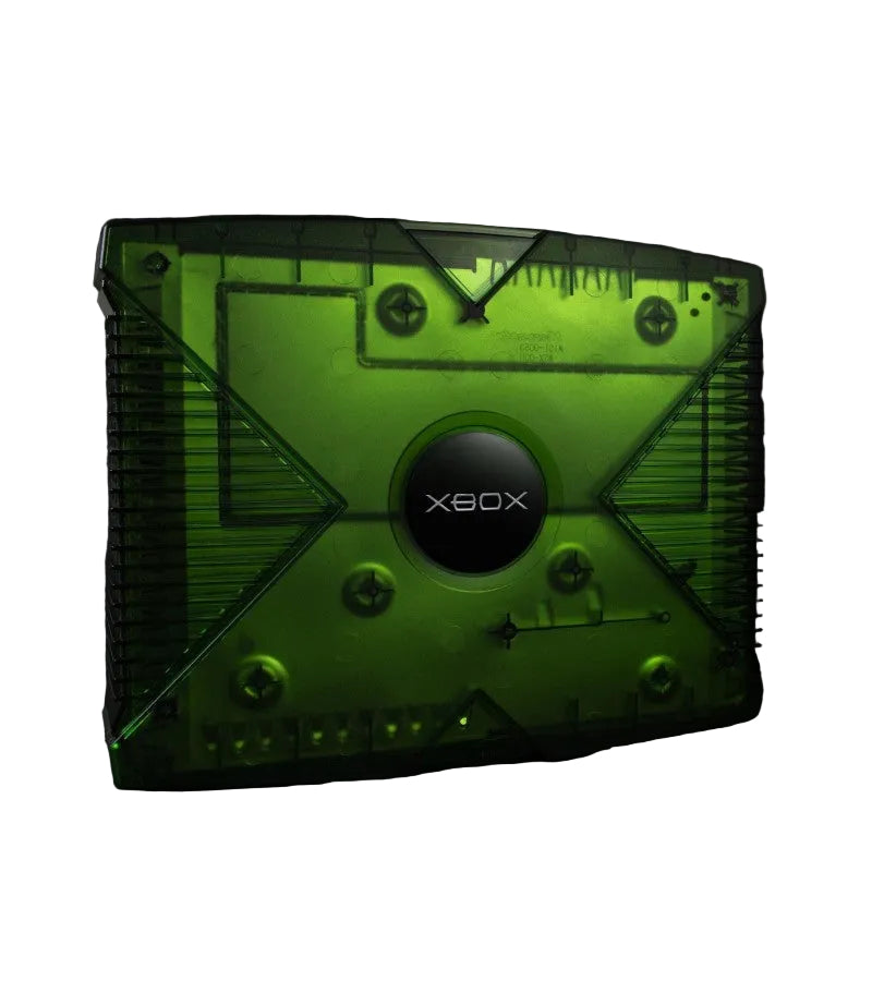 Green Halo Special Edition Original Xbox console for video game collectors featuring translucent green limited edition hardware iconic Halo themed design built in hard drive original Xbox controller compatibility classic Microsoft gaming system collectible gaming appeal