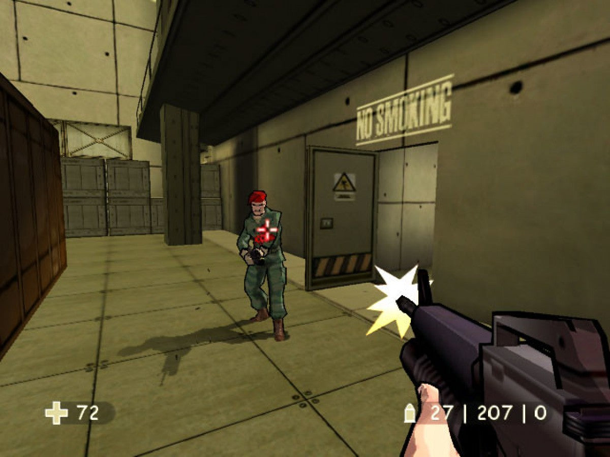XIII PlayStation 2 PS2 for first person shooter video game fans featuring cel shaded comic book visuals espionage storyline stealth action intense gunfights conspiracy mystery multiplayer modes cinematic storytelling unique graphic novel presentation collectible gaming appeal gameplay