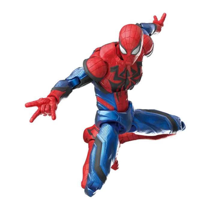 Blokees Marvel Rivals Champion Class 06 Spider Man collectible model kit inspired design featuring dynamic superhero action aesthetic iconic web slinger pose detailed armor style suit components articulated display figure Marvel gaming universe collectible presentation
