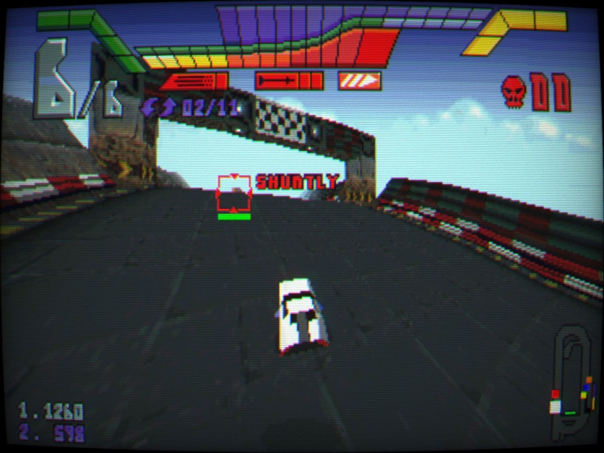 Hi Octane Sega Saturn vehicular combat racing game high speed combat driving vehicles weapons futuristic racing arcade style action EA Electronic Arts retro Saturn game Sega Saturn software video game title gameplay 