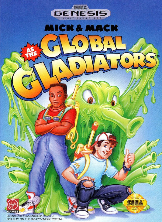Mick and Mack as the Global Gladiators Sega Genesis retro video game action platformer cover art (1992)