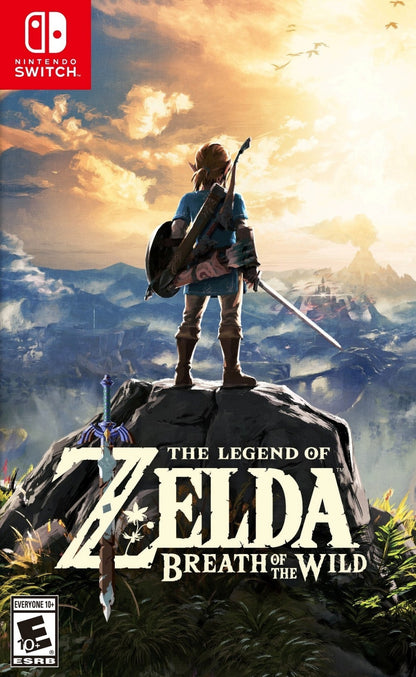 The Legend of Zelda Breath of the Wild Starter Pack Nintendo Switch NS for action adventure video game fans featuring expansive open world exploration Link quests puzzle filled shrines survival gameplay epic combat crafting exploration starter pack edition and collectible gaming appeal front cover art