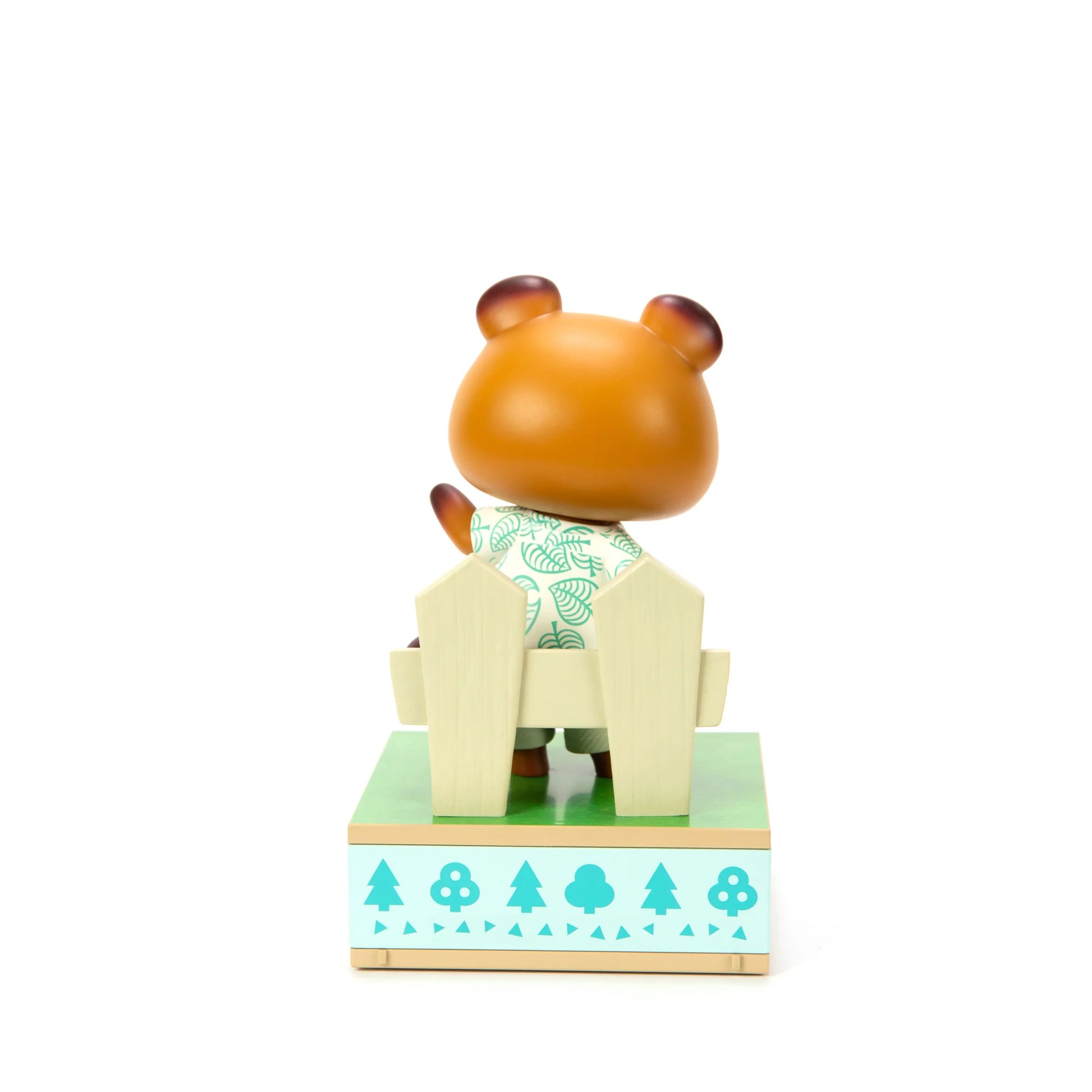 Tom Nook 9 inch statue by First 4 Figures detailed Animal Crossing collectible featuring iconic raccoon entrepreneur character design and premium display quality celebrating the Nintendo life simulation franchise back view