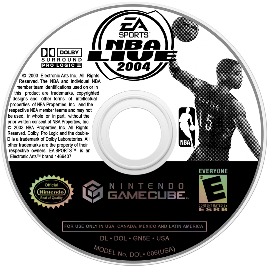 NBA Live 2004 GameCube game featuring realistic basketball gameplay and authentic NBA simulation on Nintendo GameCube disc