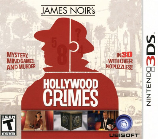 James Noir's Hollywood Crimes for Nintendo 3DS puzzle adventure game featuring detective mysteries brain teaser challenges and Hollywood themed crime solving gameplay cover 