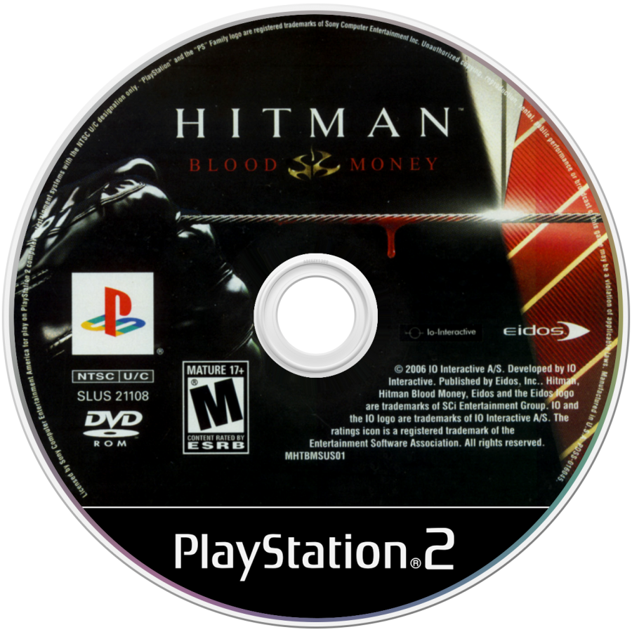 Hitman: Blood Money disc art for PlayStation 2 (PS2) video game