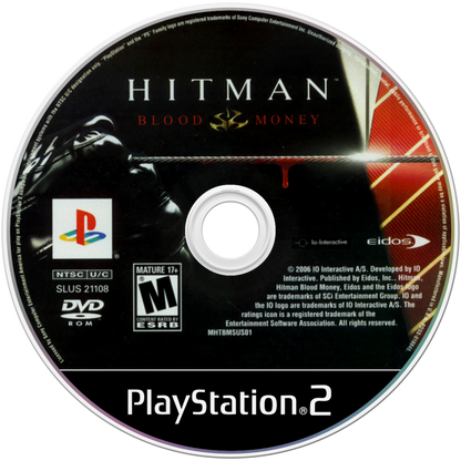 Hitman: Blood Money disc art for PlayStation 2 (PS2) video game