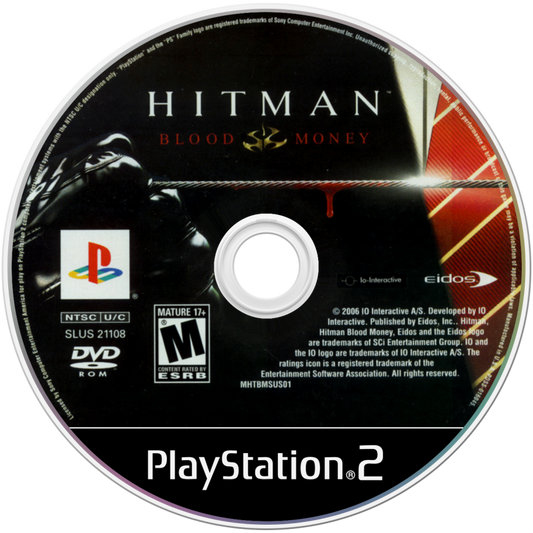 Hitman: Blood Money disc art for PlayStation 2 (PS2) video game