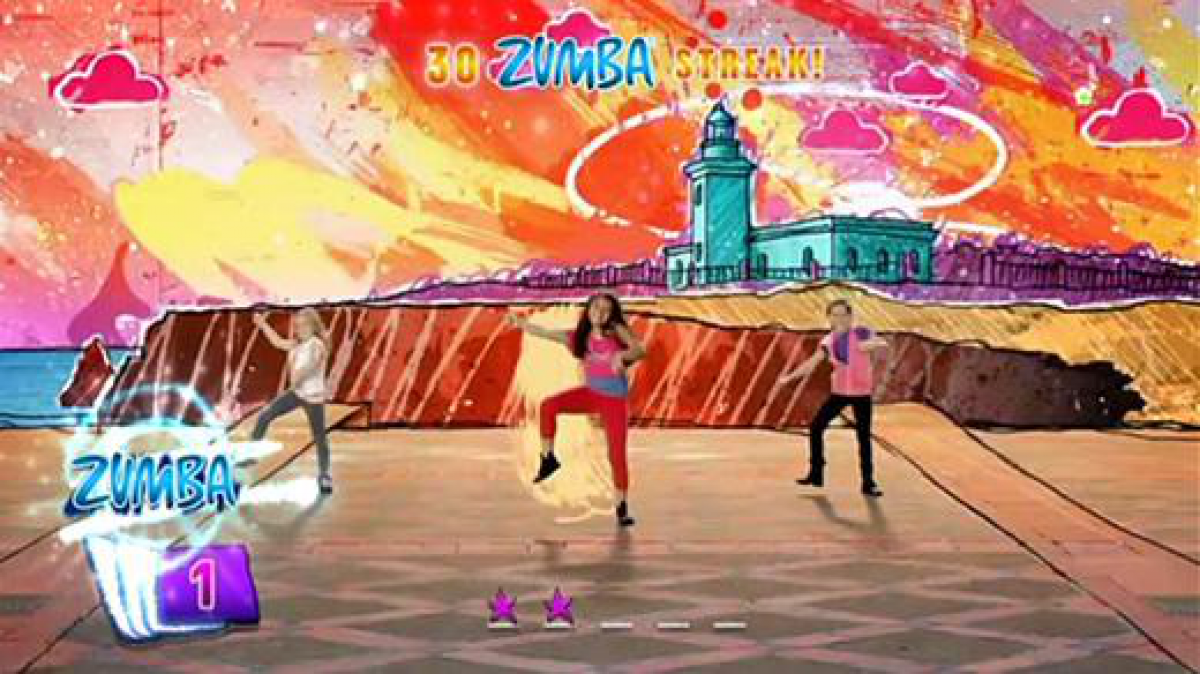 Zumba Kids gameplay for Nintendo Wii (Wii) featuring energetic dance fitness routines for children with colorful visuals and fun multiplayer party gameplay.