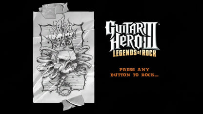 Guitar Hero III: Legends of Rock start screen for Xbox 360 (X360) music rhythm video game