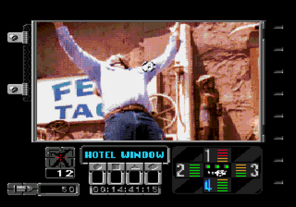 Ground Zero Texas Sega CD FMV light gun action video game featuring live-action Western-themed shootouts fast-paced gunfights enemy outlaws first-person shooting gameplay branching action scenes challenging missions and classic Sega CD gameplay collectible retro gaming appeal gameplay