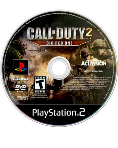 Call of Duty 2: Big Red One for PlayStation 2 with World War II themed military action disc