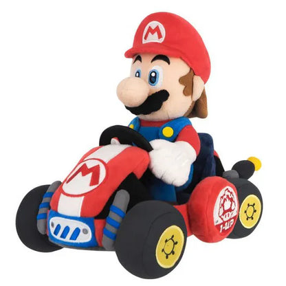 Mario in Kart Plush Nintendo Super Mario collectible for gaming enthusiasts featuring soft plush construction kart racing inspired design iconic Nintendo character themed merchandise display worthy gaming collectible and fan favorite gaming appeal front 