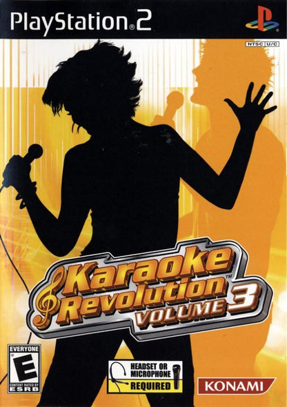 Karaoke Revolution Volume 3 front cover art for PlayStation 2 (PS2) retro karaoke video game  