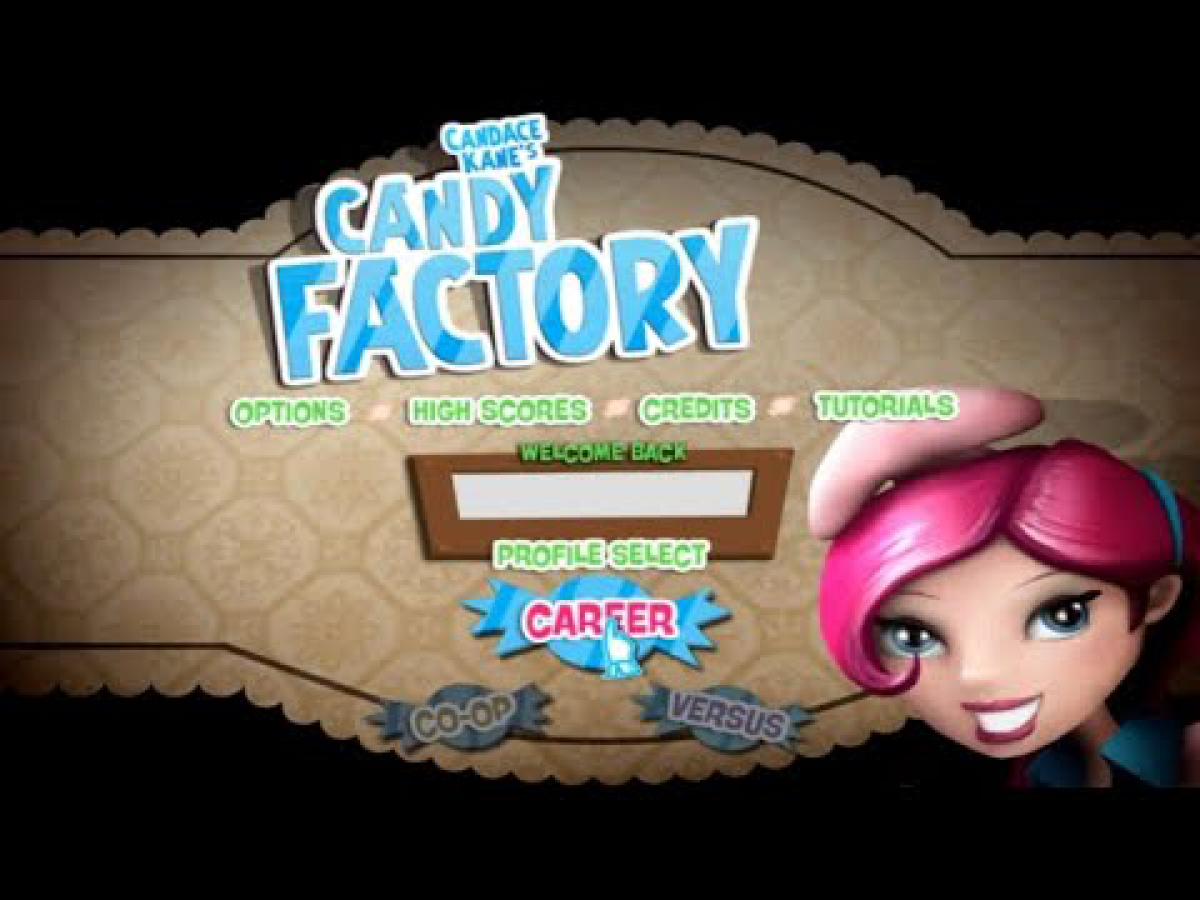 Candace Kane's Candy Factory title screen art for Nintendo Wii (Wii) video game
