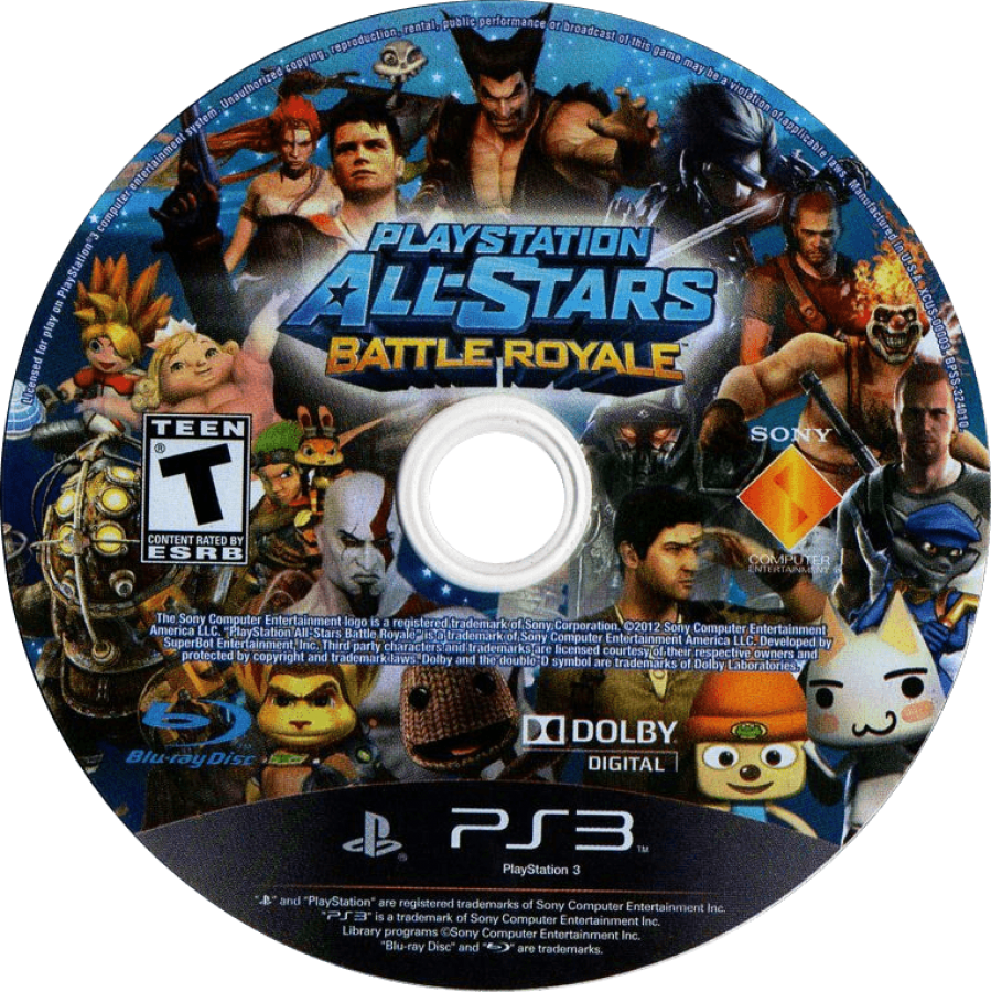 PlayStation All-Stars Battle Royale disc art for PlayStation 3 (PS3) video game