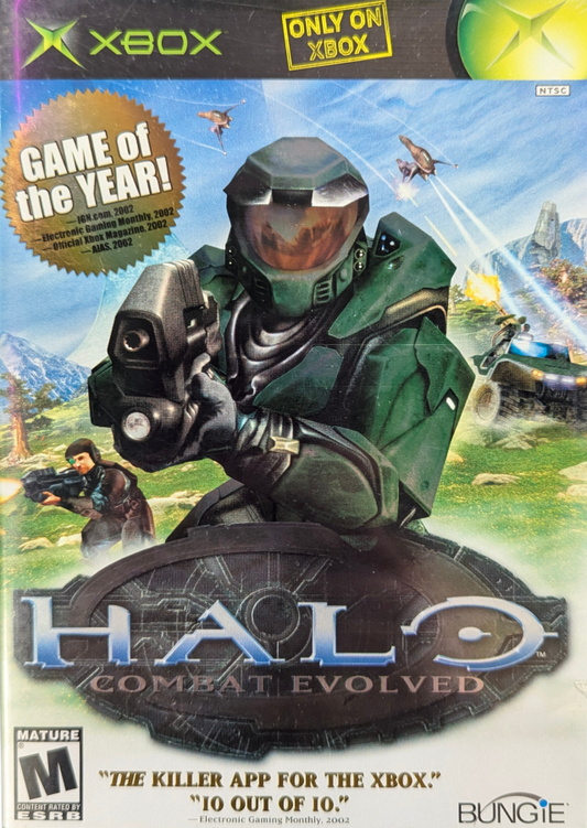 Halo: Combat Evolved [Game of the Year Edition] for Xbox (XBOX) featuring the iconic sci fi first person shooter with an epic campaign as Master Chief plus enhanced content in the GOTY release; battle the Covenant and Flood across varied missions with classic Xbox action and replayable multiplayer fun front cover