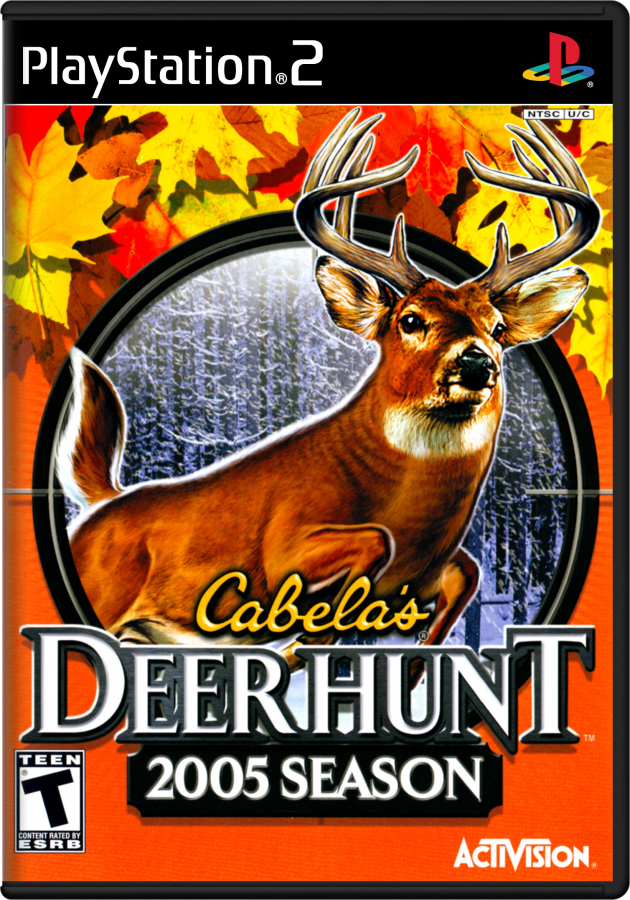 Cabela’s Deer Hunt 2005 for PlayStation 2 with deer hunting and outdoor simulation theme cover art