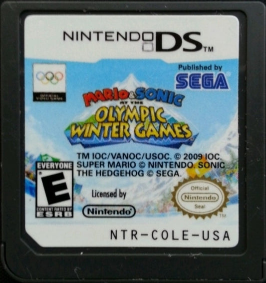Mario & Sonic at the Olympic Winter Games for Nintendo DS, cartridge for a sports party video game with winter Olympic events, mini-games, multiplayer competition, and character-based gameplay