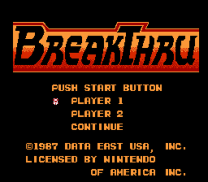 BreakThru Complete in Box CIB Nintendo Entertainment System NES for retro video game enthusiasts featuring side scrolling action shooter gameplay armored vehicle combat strategic platforming challenging enemy forces explosive arcade action complete in box collectible gaming appeal gameplay 