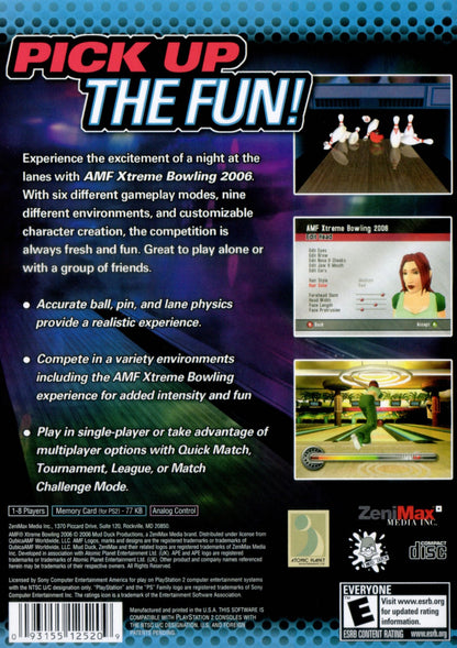 AMF Xtreme Bowling PS2 sports bowling video game back cover art