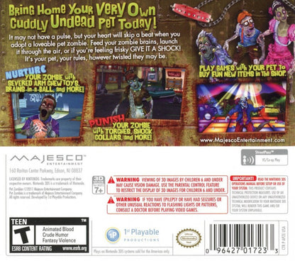 Pet Zombies back of case for Nintendo 3DS (3DS) pet simulation video game