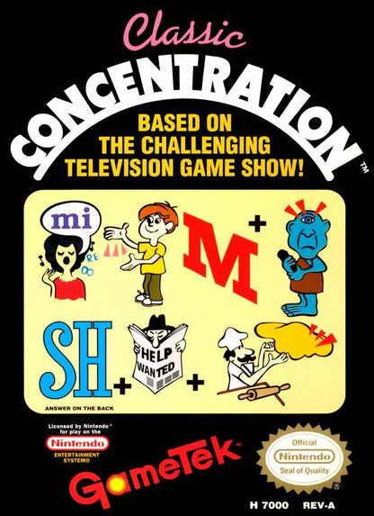 Classic Concentration cover art for Nintendo Entertainment System (NES) video game