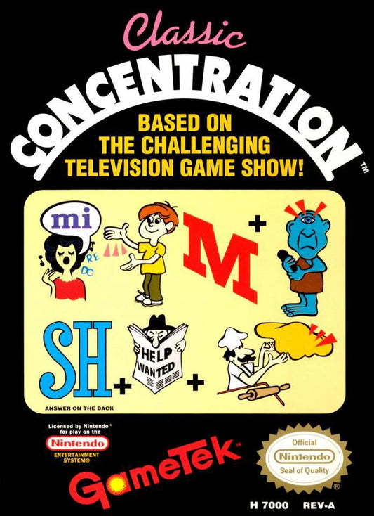 Classic Concentration cover art for Nintendo Entertainment System (NES) video game