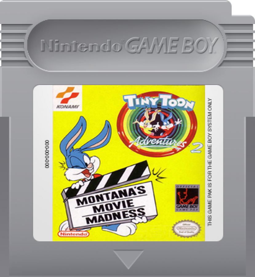 Tiny Toon Adventures 2 Montana's Movie Madness Nintendo Game Boy GB for retro video game enthusiasts featuring side scrolling action platforming gameplay Looney Tunes inspired cartoon characters colorful levels classic handheld adventure challenging platforming stages and collectible gaming appeal cartridge