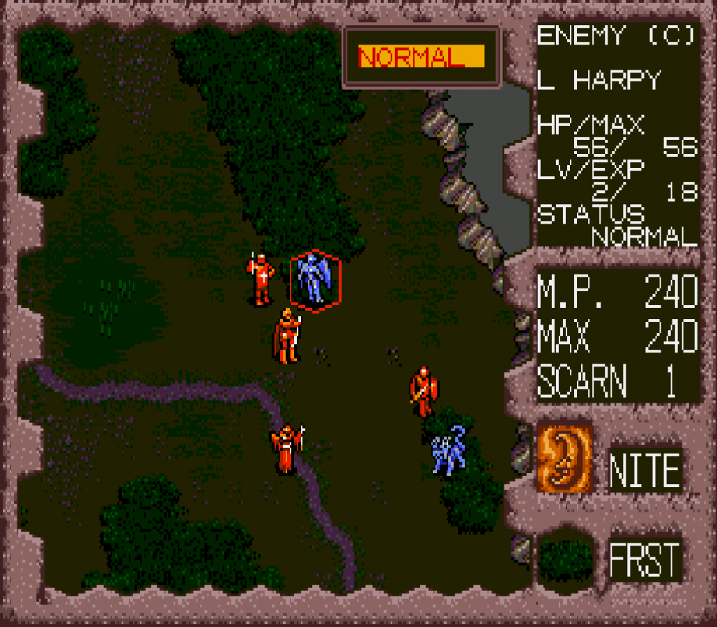 Dark Wizard Sega CD strategy RPG tactical combat fantasy kingdom warfare turn based battles multiple campaigns character classes magic spells grid based strategy Sega CD exclusive Working Designs localization retro gaming Sega CD software video game title gameplay