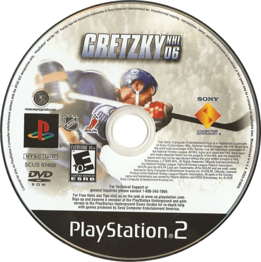 Gretzky NHL 06 disc art for Playstation 2 (PS2) video game 