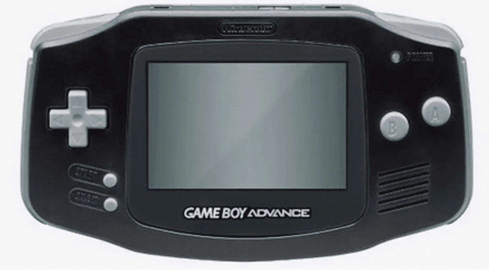 Game Boy Advance Black Console Nintendo Game Boy Advance handheld console in black color portable cartridge based gaming system with directional pad buttons retro gaming device front