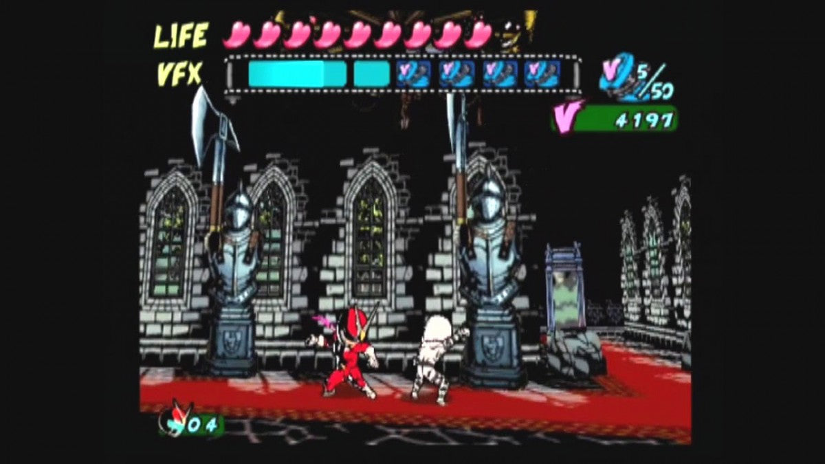 Viewtiful Joe 2 GameCube game featuring side-scrolling action platformer gameplay with stylized comic book visuals screenshot