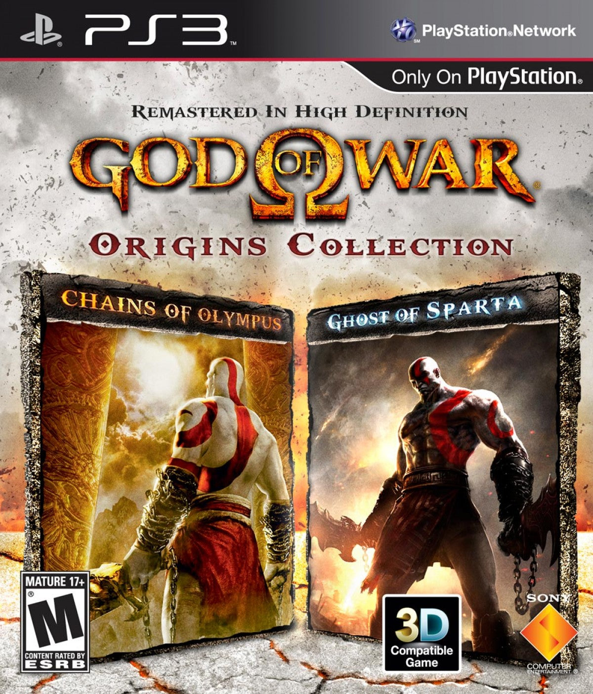 God of War Origins Collection cover art for PlayStation 3 (PS3) action video game.