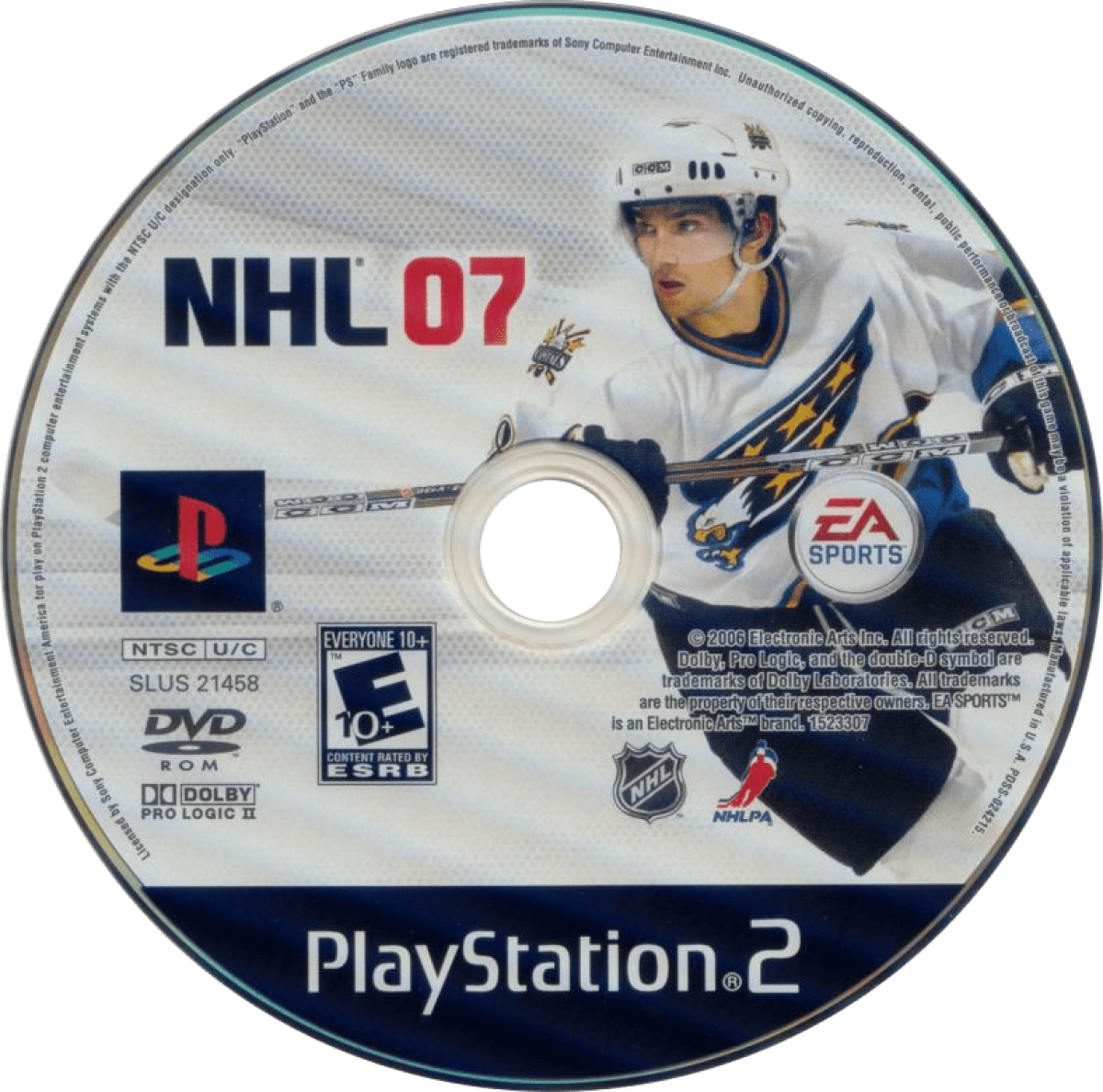 NHL 07 PlayStation 2 hockey sports simulation video game EA Sports franchise mode season play playoffs skill stick controls player attributes team management realistic physics authentic NHL teams and players disc