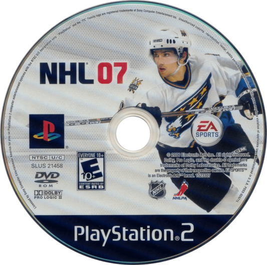 NHL 07 PlayStation 2 hockey sports simulation video game EA Sports franchise mode season play playoffs skill stick controls player attributes team management realistic physics authentic NHL teams and players disc