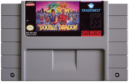 Super Double Dragon for Super Nintendo side scrolling beat em up featuring Billy and Jimmy Lee martial arts combat co op multiplayer and street fighting gameplay cartridge