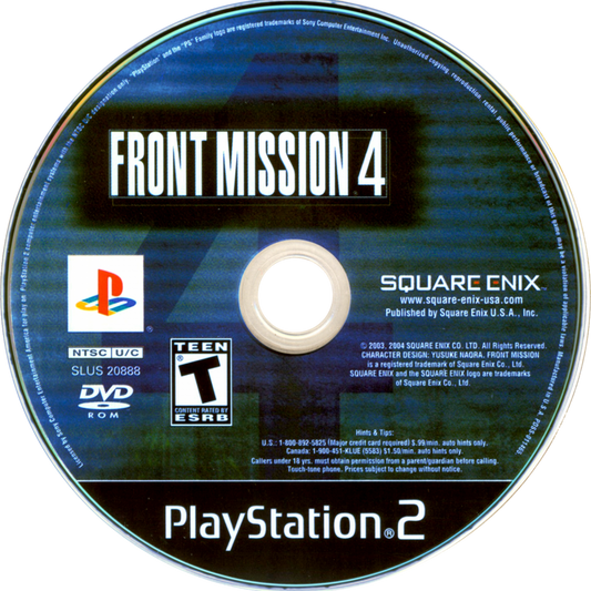 Front Mission 4 disc for PlayStation 2 (PS2) tactical role-playing mecha strategy video game